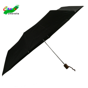 3 fold wooden handle aluminium shaft black manual open mens umbrella